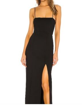 NBD Maxi dress side slit square neck line size M black